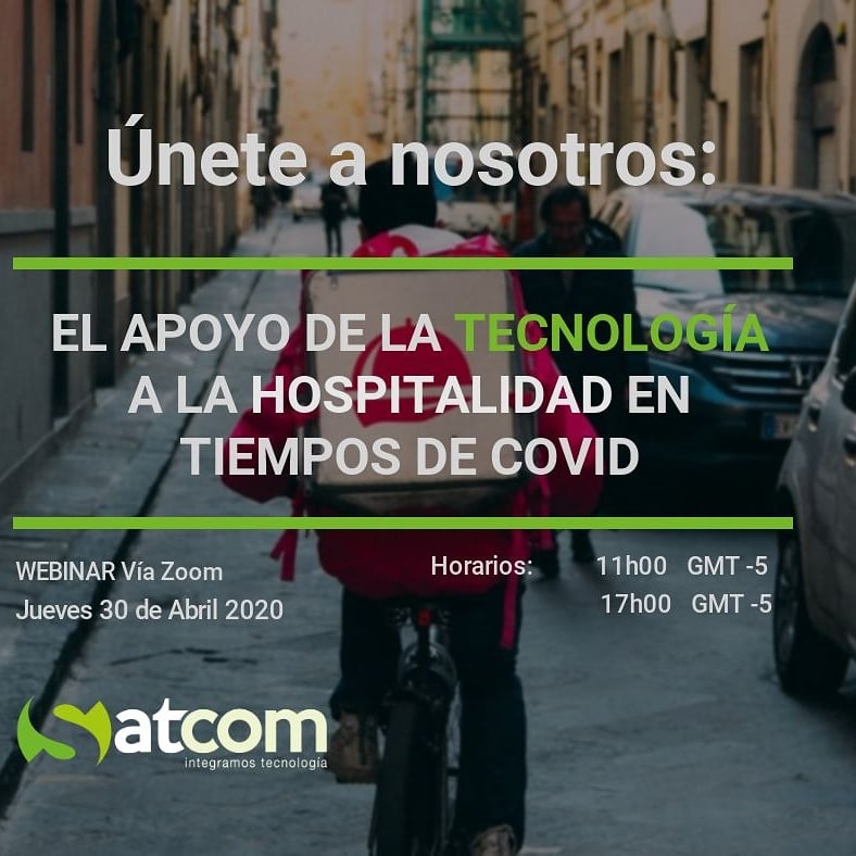 SatcomEcuador's tweet photo. “El apoyo de la tecnología a la Hospitalidad en tiempos de covid”

Esta webinar se llevara a cabo el dia jueves 30 a las 11am y 5pm hora Ecuador/Colombia, 10am y 4pm hora Costa Rica. https://t.co/cJCw0A0MFD