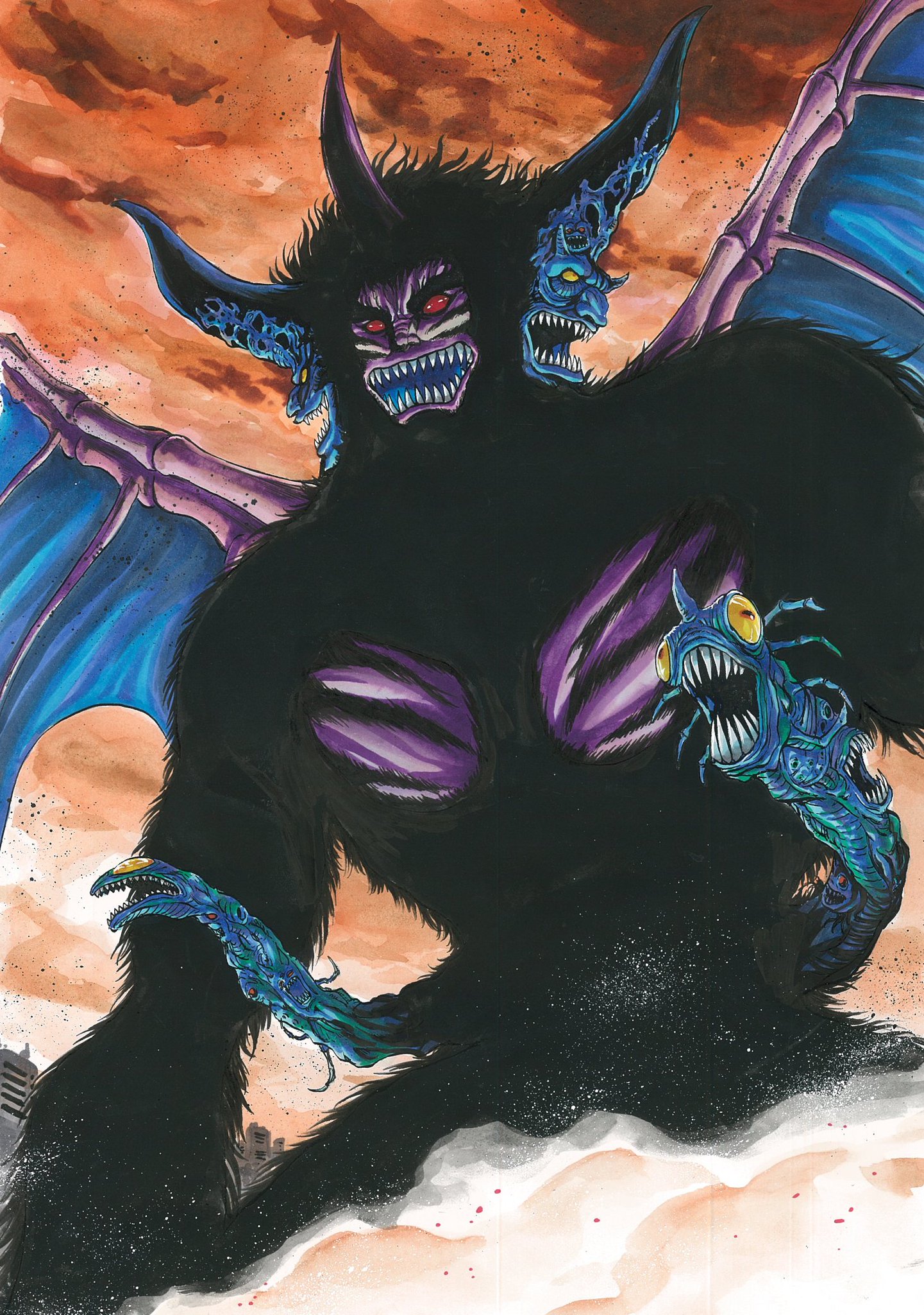 武村勇治 最後に 楠桂 Keikusunoki 先生からの 絵描き繋がれ バトン 妖魔 緋影 魔狼と 凄ノ王 巨大な脅威と戦う前の姿w 学生時に妖魔に惚れ その作者の楠先生からバトン 誉です ご迷惑かもですが 同じく尊敬する 箕輪豊 Putemino さん