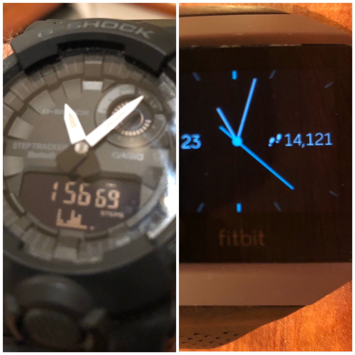 tony_gulliver's tweet image. Thought I’d check the step accuracy between GShock &amp;amp; FitBit, alternated both over 2 days, the one on right wrist did around 1500 more steps than the one on the left, more confused than when I started! #StepStep #StepStep