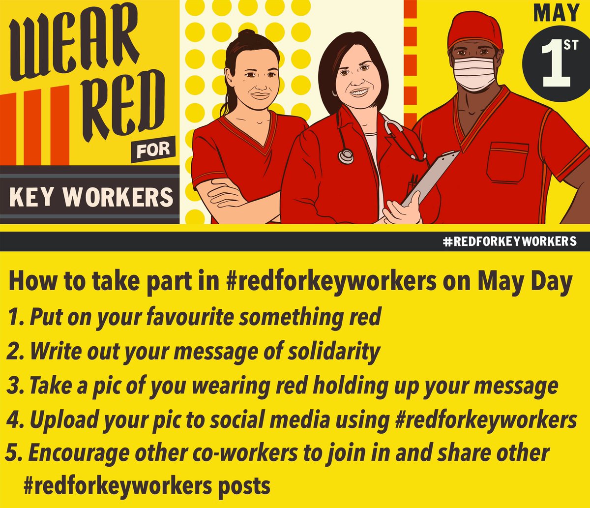 Follow our 5 steps below to get involved in #redforkeyworkers this #MayDay2020 👇 

#CoronavirusLockdown #coronavirus #keyworkers #keyworkerHeroes