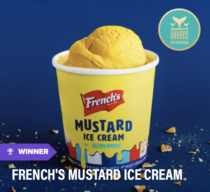 fitzco's tweet image. Nothing screams internet worthy like Mustard Ice Cream. And we’re glad the @shortyawards agree.