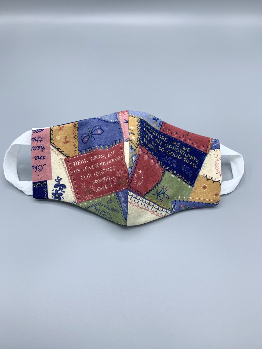 GiftGarb's tweet image. Christian cotton print face mask, 3 layers with filter pocket, soft ear loops, hands off face mask, washable, reusable, sizes S M L XL  #bibleverses #john47 #matthew58 #mothersdaygift etsy.me/2ztjuZl