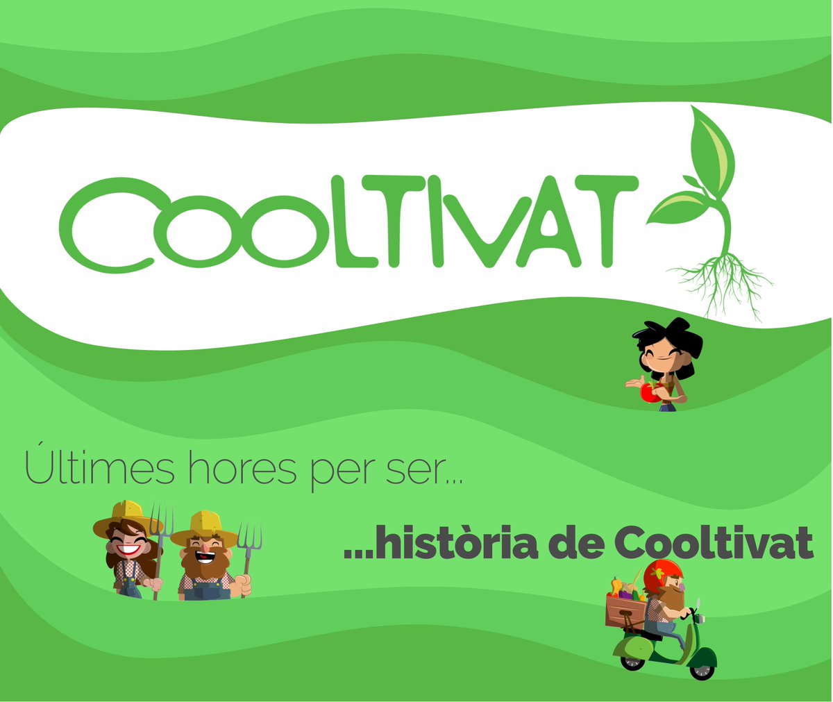 ⏰ TIC TAAAC MENYS DE 30 HORES ⏰

Últimes hores per passar als annals de la història de Cooltivat 📝

Si aportes en algun PACK a Verkami aconseguiràs:
🔸 Parcel·les per cultivar els teus aliments 🥦🍅🍆
🔹 Distintiu d'"usuari Cocreador" foreveeeer! 🏅

👉 bit.ly/2PWpiQv