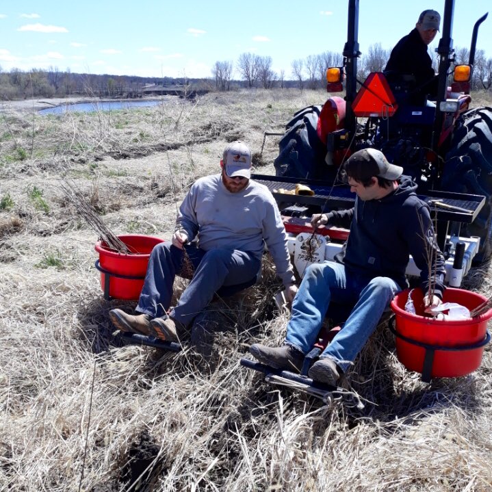 Andy4Klein's tweet photo. Happy #ArborDay! The Custom Forestry Applications crew celebrated early planting 2,011 trees on Monday along the Big Blue River in Marshall County. #RiparianForestBuffers #StreambankProtection #TreesForWaterQuality @KSForestService @kswateroffice @KansasDeptofAg @KDHE https://t.co/3qhPwavlEl