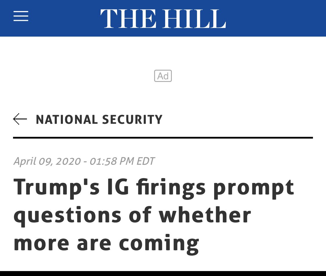 There are important reasons to provide oversight at this time. In the first instance, many of the traditional oversight forums are unavailable. The administration has relieved several Inspectors General of duty. The DOJ has elected not to investigate—pretty much anything.4/