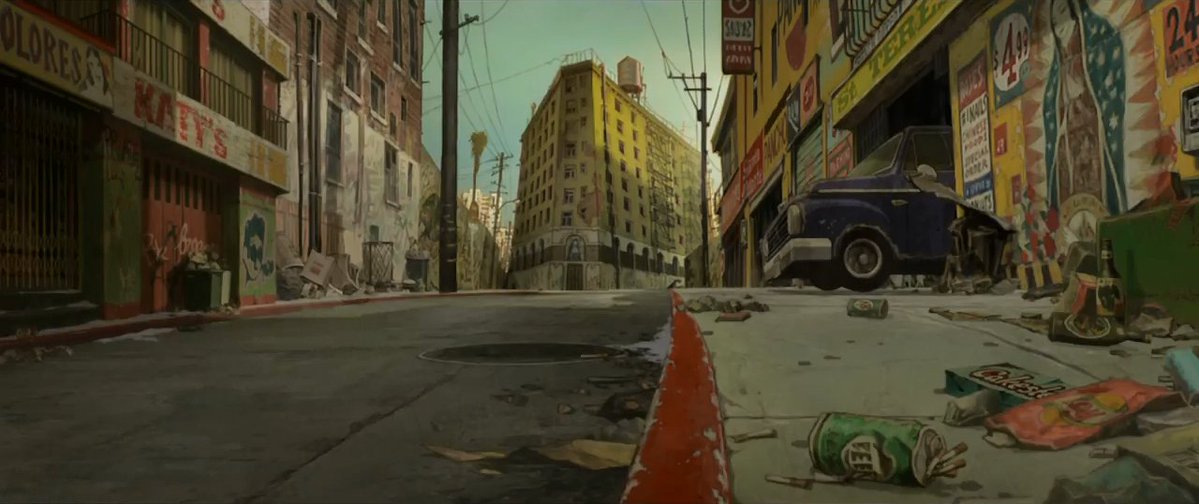 The environment work of Studio 4°C for Tekkonkinkreet and Mutafukaz. Shōjirō Nishimi, Michael Arias and of course Shinji Kimura smashing it.