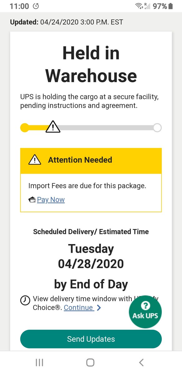 MaskedVillian's tweet photo. Well this sucks. Looks like my #DigiMask is being held ransom by @UPS. They want almost what it costs in fees on top of the shipping costs at checkout . Guess if your Canadian it's not worth getting. @jaredctate maybe put a disclaimer on the site? https://t.co/x6hqXbm6Ow