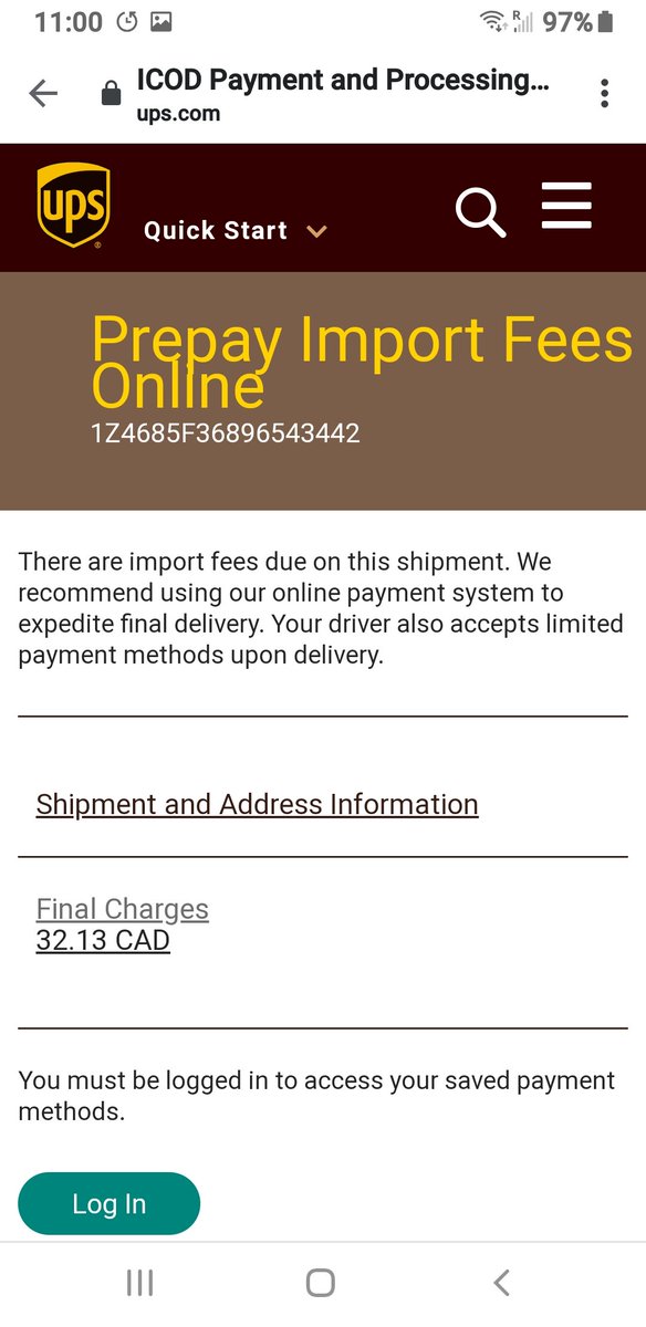 MaskedVillian's tweet photo. Well this sucks. Looks like my #DigiMask is being held ransom by @UPS. They want almost what it costs in fees on top of the shipping costs at checkout . Guess if your Canadian it's not worth getting. @jaredctate maybe put a disclaimer on the site? https://t.co/x6hqXbm6Ow
