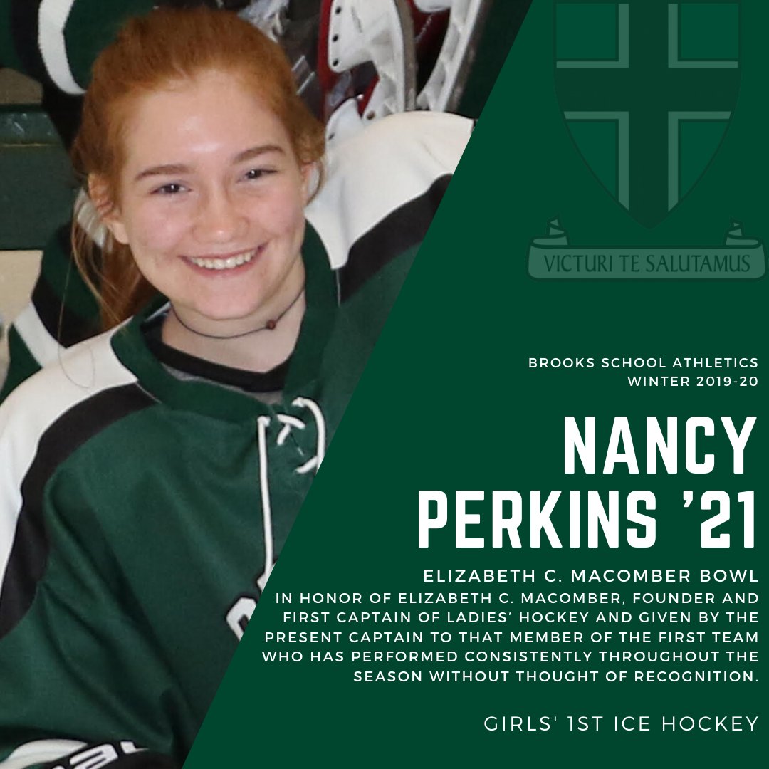 AthleticsBrooks's tweet photo. @BrooksGVHockey We would also like to recognize Nancy Perkins '21, the 2020 recipient of the Elizabeth C. Macomber Bowl! #GoBrooks https://t.co/GStdusTS8I