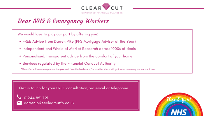 Calling all NHS England &amp; Emergency Services Staff, Clear Cut would like to offer you FREE mortgage advice on all types of mortgage enquiries, as well as FREE life assurance reviews. On behalf of Clear Cut, a heartfelt and sincere ‘Thank You’ to you all. 🌈#nhsheroes #thankyounhs