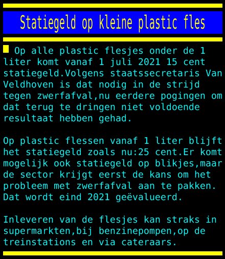 Statiegeld op plastic flesjes. Eindelijk. 💚

Maar wat een gemiste kans dat het kabinet niet nu ook de knoop doorhakt over blikjes. Veel zwerfvuil, koeien die ziek worden van gemalen blik, en ook voor de sector is duidelijkheid over statiegeldsysteem beter.