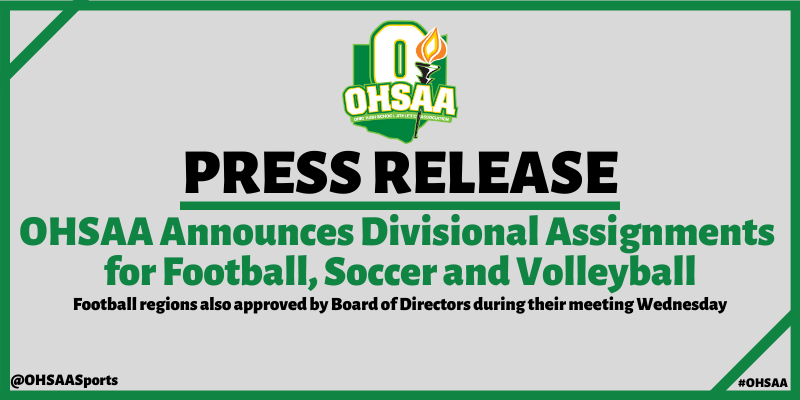 #OHSAA RELEASE: OHSAA Announces Divisional Assignments for Football, Soccer and Volleyball

ohsaa.org/news-media/art…