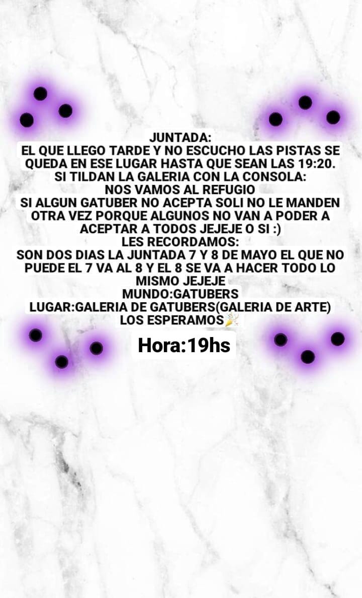 EliiMg4's tweet photo. Juntada De Gatubers♥
Días: 7 y 8 de Mayo
Hora: 19 hs
Mundo: Gatubers
Les tenemos un juego, búsqueda del tesoro(Búsqueda de Gatubers).El que no llego a leer lo de las 3 pistas se queda en la galería hasta las 19:20.
Premio: Una solicitud de amistad.
LOS ESPERAMOS A TODOS♥ https://t.co/GMmUvtWvnz