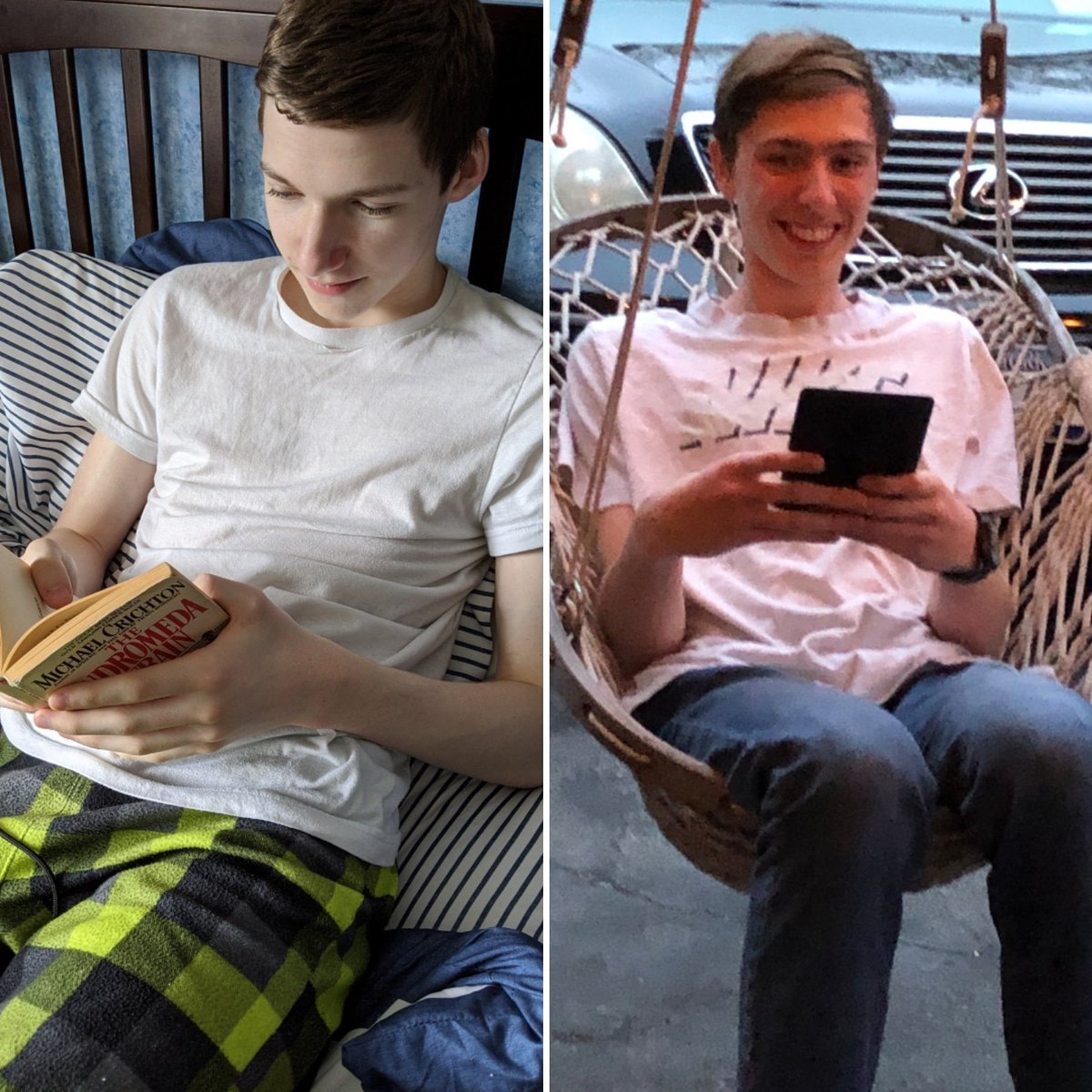 shakerhslibrary's tweet photo. More students sharing their favorite places to read. Happy National Library Week everyone! We miss you! Keep reading! #ShakerReads @RWMIII @couturebison @ShakerHS_NY @shstugovmembers @NorthColonieCSD https://t.co/zmPVCcqw33 https://t.co/DbVGjj3vS3