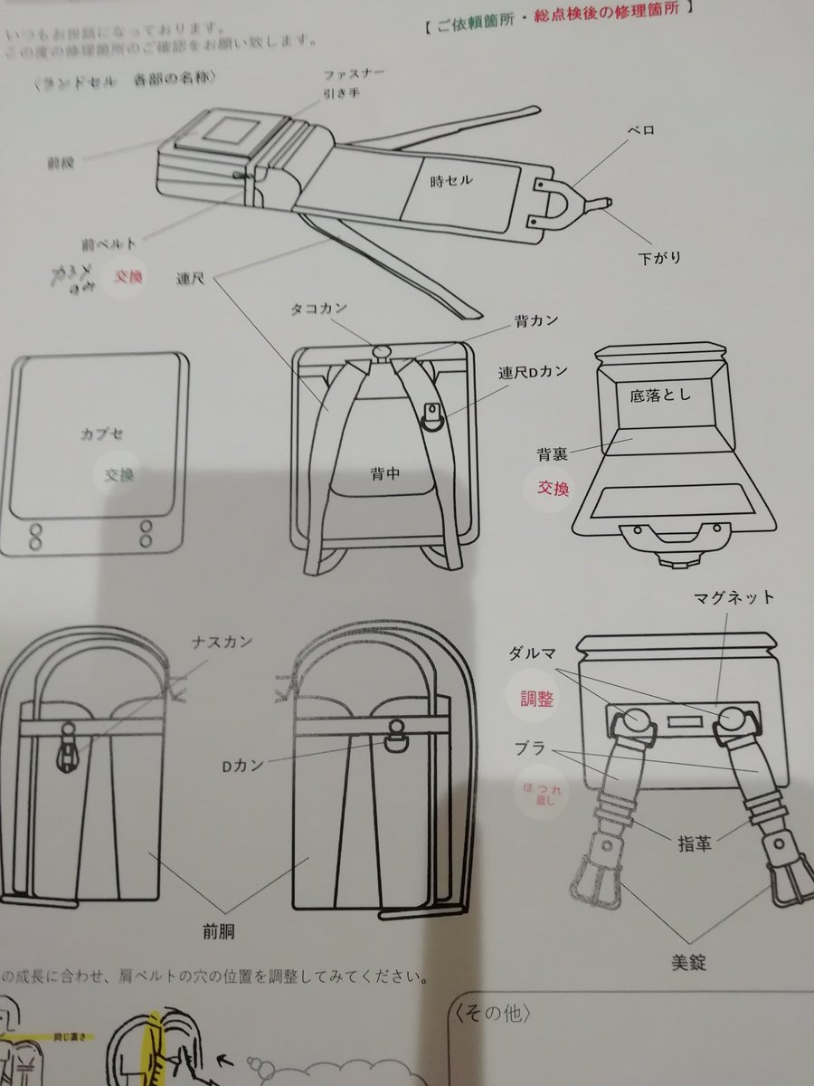 なのふな 土屋鞄のランドセル 表面に傷出来たから修理に出してみたら その部分だけでなくめっちゃ色んなとこを替えたり調整してくれた 修理中は代わりのランドセル送ってくれるから安心 休校で一回しか使わなかったけど 長女と三女が6歳差なので三女