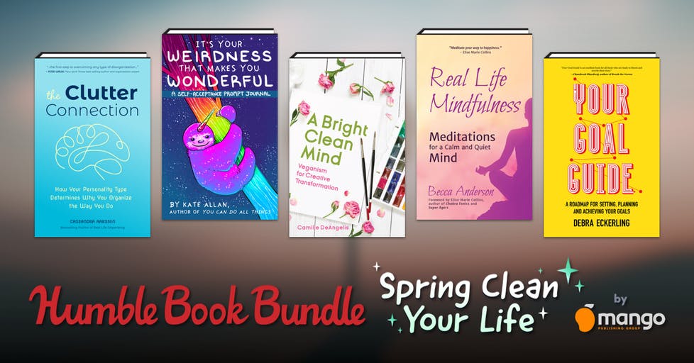 MangoPublishing's tweet photo. It's the last week to purchase our Spring Clean Your Life @humble, which benefits @BINC. Learn how to increase your self-esteem, set achievable goals &amp; practice mindfulness with these special books. @IngramContent https://t.co/59ZFlCXRSy
#springcleanyourlife #mindfulness https://t.co/fMkgQ3tWFJ