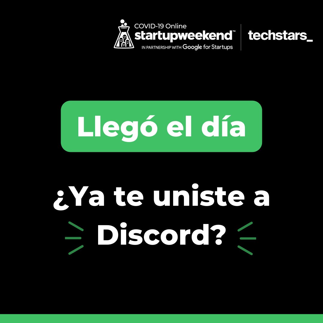 swpty19's tweet photo. ¡Llegó el día! Será un fin de semana lleno de buenas ideas, mucho trabajo y mucho aprendizaje 💡
Lo primero que debes hacer es descargar Discord, si no lo has hecho: este es el momento! Sigue las instrucciones de los tutoriales en nuestro canal de Youtube https://t.co/YMP7Ue2qv5 https://t.co/amghw0xHNs