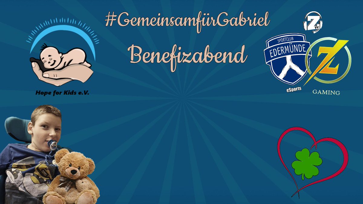 💝💝 Benefizabend 💝💝

Wir gemeinsam für Gabriel. Zusammen mit dem #scedermünde, #zeusgaming und #hopeforkids sind wir am Abend für den guten Zweck unterwegs. 

Schaltet ein <3

▶️ LIVE ab ca. 20:0 Uhr
▶️ twitch.tv/zima_tv_

#benefiz #wirgemeinsam #community #guterzweck