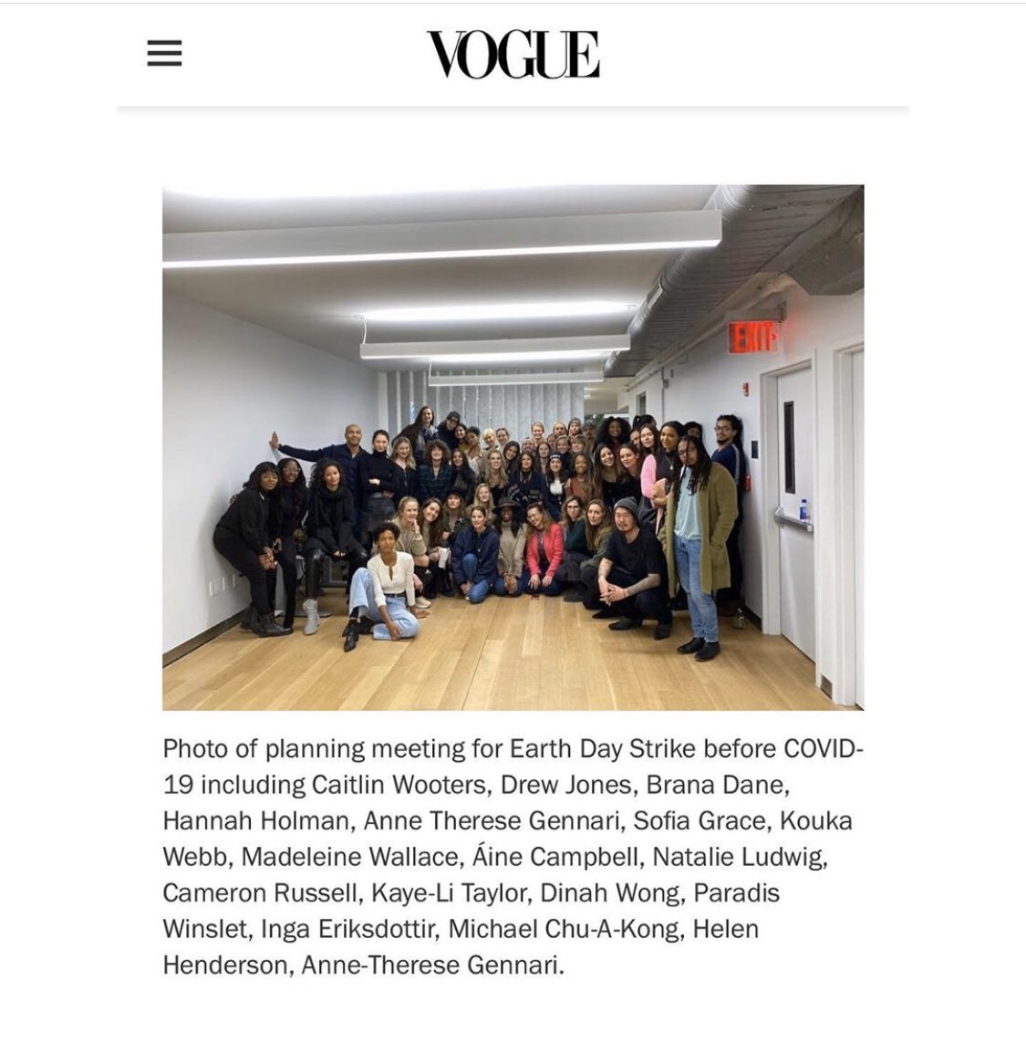 BranaDane's tweet photo. Thank you @voguemagazine for the mention! What an #EarthDay50 we had planned... we will continue. 🌎 @AineRCampbell @CameronCRussell
#modelactivist
https://t.co/wMUw4fRO3y https://t.co/NIH0Oav36h