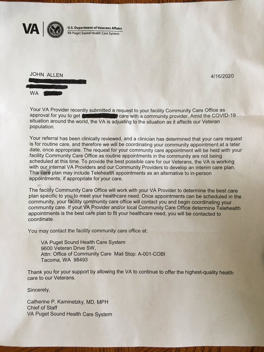 VA letter I received yesterday.