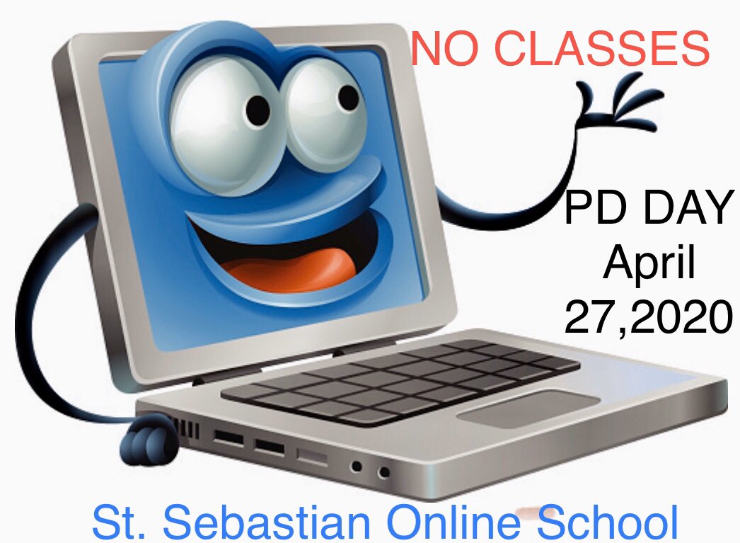 StSebastianCCSD's tweet photo. Reminder of PD Day on Monday, April 27th. There will be no online classes. Students do not have to log onto their online class. https://t.co/LlBynxKW65