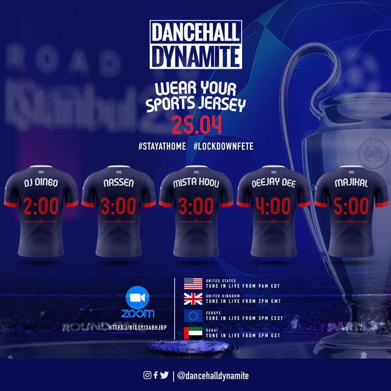 🇯🇲 *DANCEHALL DYNAMITE* 🇯🇲
.
#DancehallDynamite..party we ah party live on Zoom
.
DJ’s 🎧:
<a href="/dingosuniverse/">🇬🇩Dj Dingo🇯🇲 Jablo Escobar</a>
<a href="/nassenuk/">Nassen</a>
<a href="/mistahooli/">Mista Hooli</a>
<a href="/deejaydee/">Auntie Fa's OG Tweetin' Platform 💙</a>
<a href="/majikaluk/">Majikal UK</a>
.  

TOMORROW 2pm - 6pm!!!