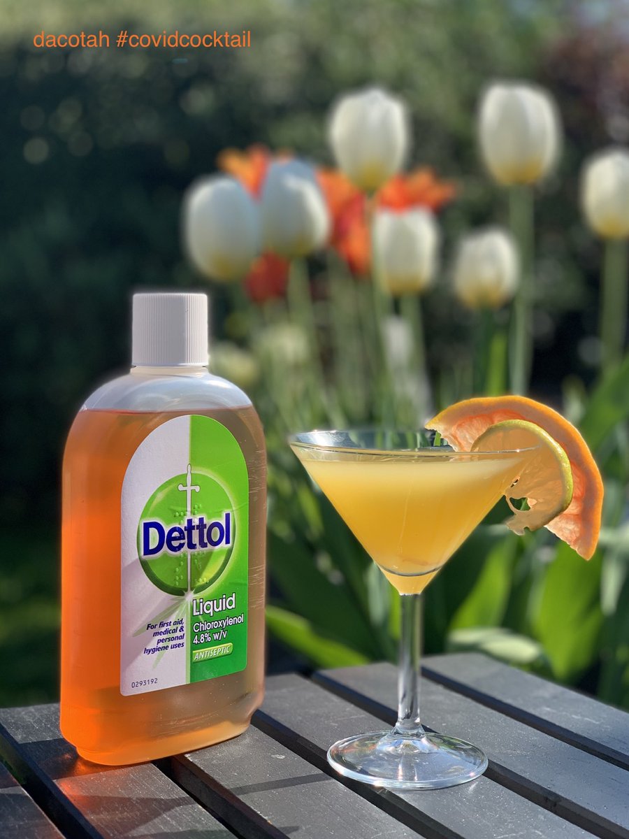 Comunque10's tweet photo. happy hour #covid #cocktail #disinfectant #DettolDonald cheers https://t.co/gEcRXGupyN