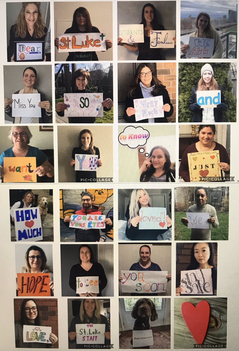 chonglinda4's tweet photo. A special message from the @StLukeOakville staff to our students and families...@HCDSB #WeMissYouVeryMuch https://t.co/r354EvaEwm