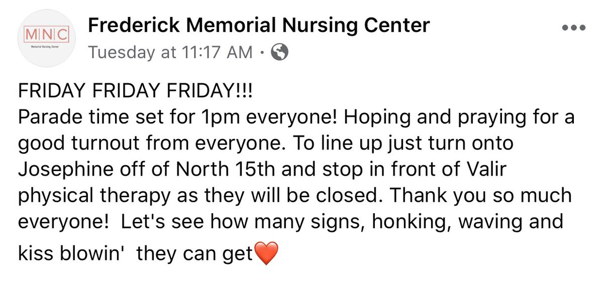 FrederickOKcc's tweet photo. If you are looking for something rewarding to do today, might I suggest the Memorial Nursing Home parade. Load up in the car with your smiles and you will make someone else’s day! #frederickok #alonetogether #bekind https://t.co/tRWqCAsukj