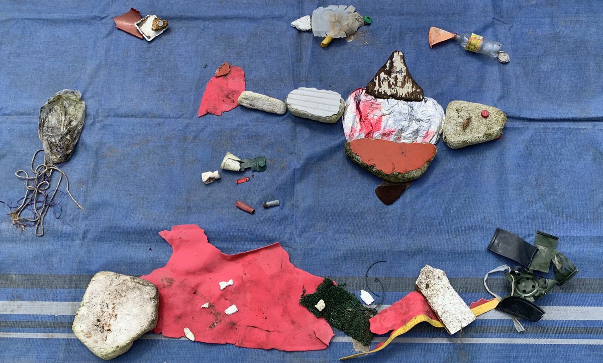 BethBartlome's tweet photo. Earth Day trash collection turned into artwork! #EarthDay2020 #SMSspiritweek https://t.co/iXZ51OxXjS