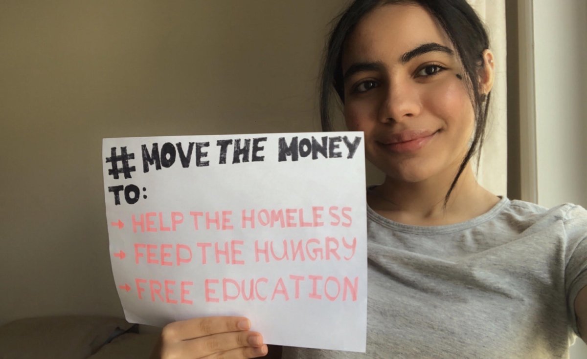 VOWPeace's tweet photo. We know how to fix our problems. If we re-allocate a FRACTION of our military spending we can solve them! There is still time to participate in the GCOMS - Global Campaign on Military Spending selfie campaign. Thanks Humeira for this one! #FundHumanNeeds #FundPeace #DivestFromWar https://t.co/FUIo5e603P