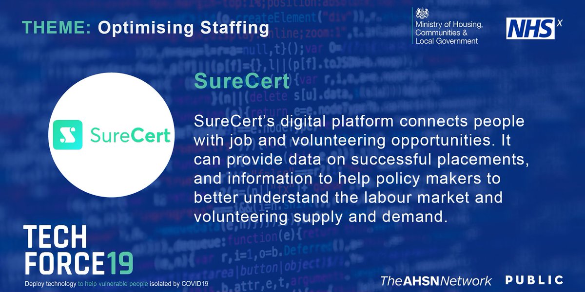 Great news for the SureCert team today, we won one of the NHSx hubs.ly/H0pRNhb0 challenges, which will involve using SureCert to recruit and triage volunteers into the care sector nationally.