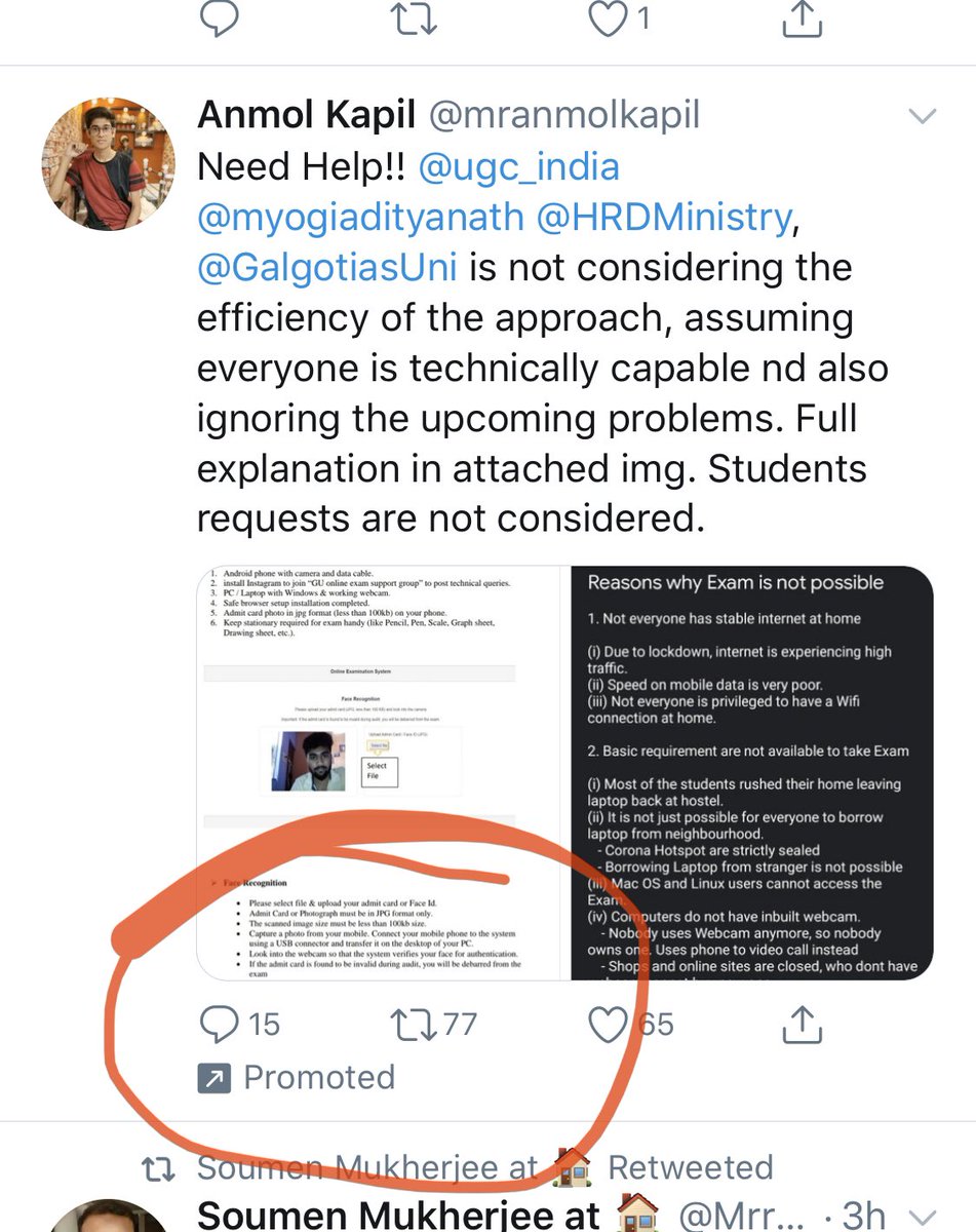 vijayshekhar's tweet photo. Promoted tweet to delay exams !! 
🙄 https://t.co/WPjDTYZxPF