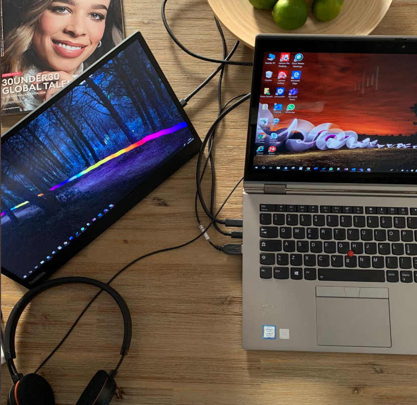 seimaggio's tweet photo. My new office setup ๐คฉ#ThinkPadX1Yoga #ThinkVisionM14 #smarter #wearelenovo https://t.co/EhxTYEIcsS