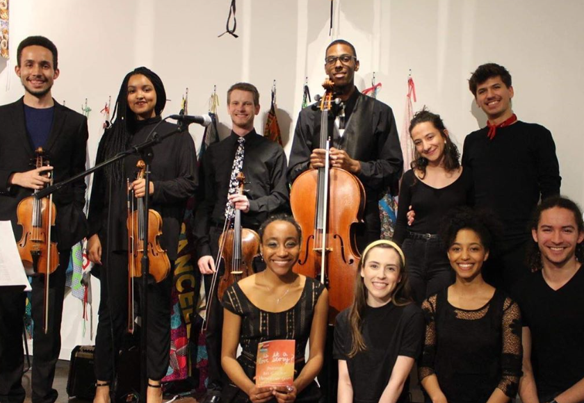 ICNewVoices's tweet photo. Last year Writing major Kyra Skye (lower left) dazzled us w/ a musical composition based on our writers' work. Join us tonight at 5:30 EST for their multimedia musical collage! Register at https://t.co/Kvtjg0SHFH https://t.co/mWcmkP4LOi