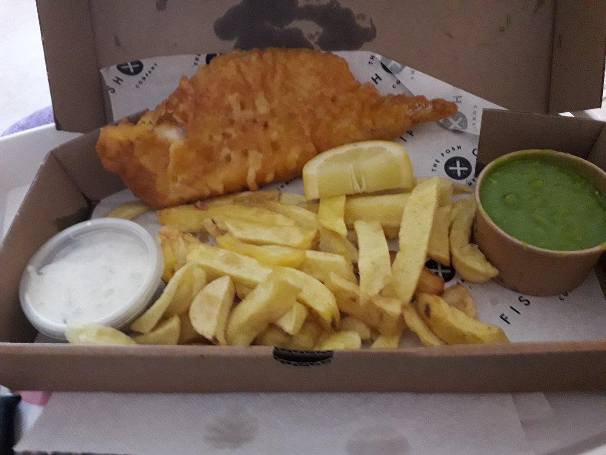 This week's Fri night tea brought to from <a href="/Poshfishandchip/">Posh Fish & Chip Co</a> delivered by UberEats. Lovely !