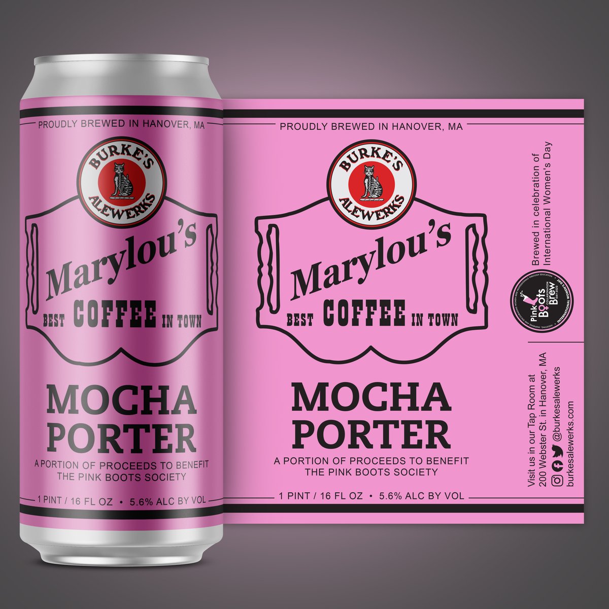 FatBassetDesign's tweet photo. As if u needed another reason 2 visit @burkesalewerks   now u have 1 more! Burkes &amp; @MarylousCoffee teamd up 4 a collaboration supporting the @pinkbootsbeer #workwithfriends #craftbeer #Coffee #packagedesign  #beerlabel #drinklocal #shoplocal #smallbusiness #beerlabeldesign https://t.co/PQusJdVllh