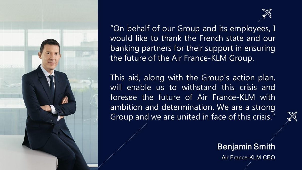 AirFranceKLM's tweet image. [PRESS RELEASE] The #AirFranceKLM Group and #AirFrance secure funding of 7 billion euros to help them overcome the crisis and prepare for the future.
More info 👉 bit.ly/2x58Eb2