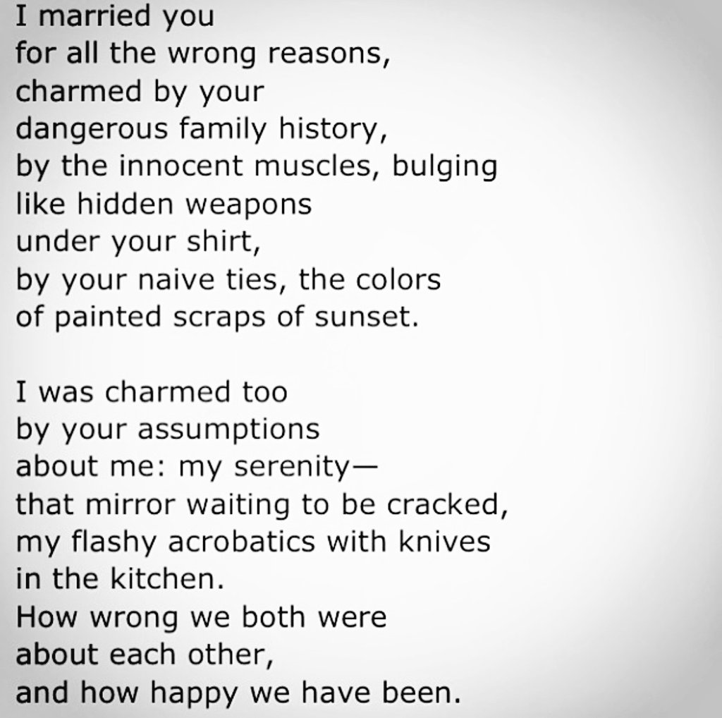 'I married you' by Linda Pastan