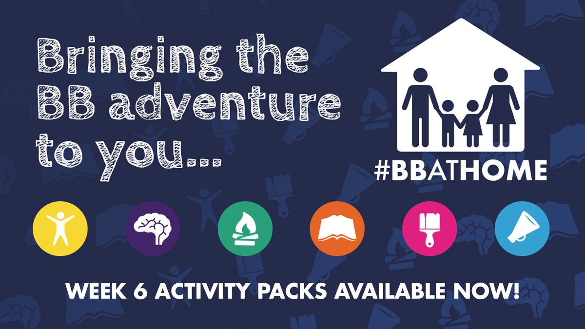 The #BBatHOME Week 6 Activity Packs are available now!

Check them out for a new set of 6 activities per age group for children and young people to try at home 👍

Download the packs at boys-brigade.org.uk/bbathome/activ… #BoysBrigade #FaithInYoungPeople