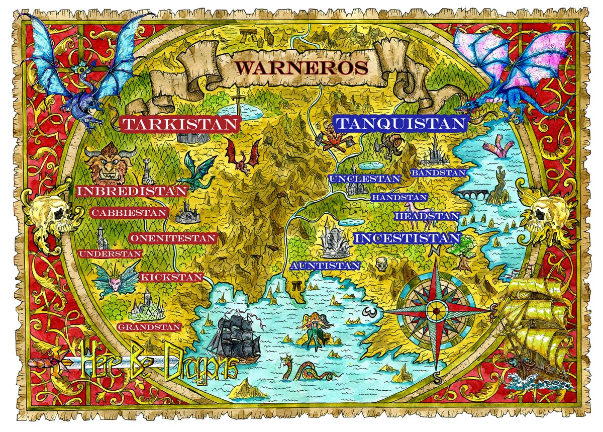 1DragonFashion1's tweet photo. MAP OF WARNEROS | #HouseOfTheDragon #DaileyPike https://t.co/2hqbGquImH https://t.co/ryZaJJ5FN2 #parody #Warneros #NotAffiliatedHBOshow https://t.co/01r7T9IpZM