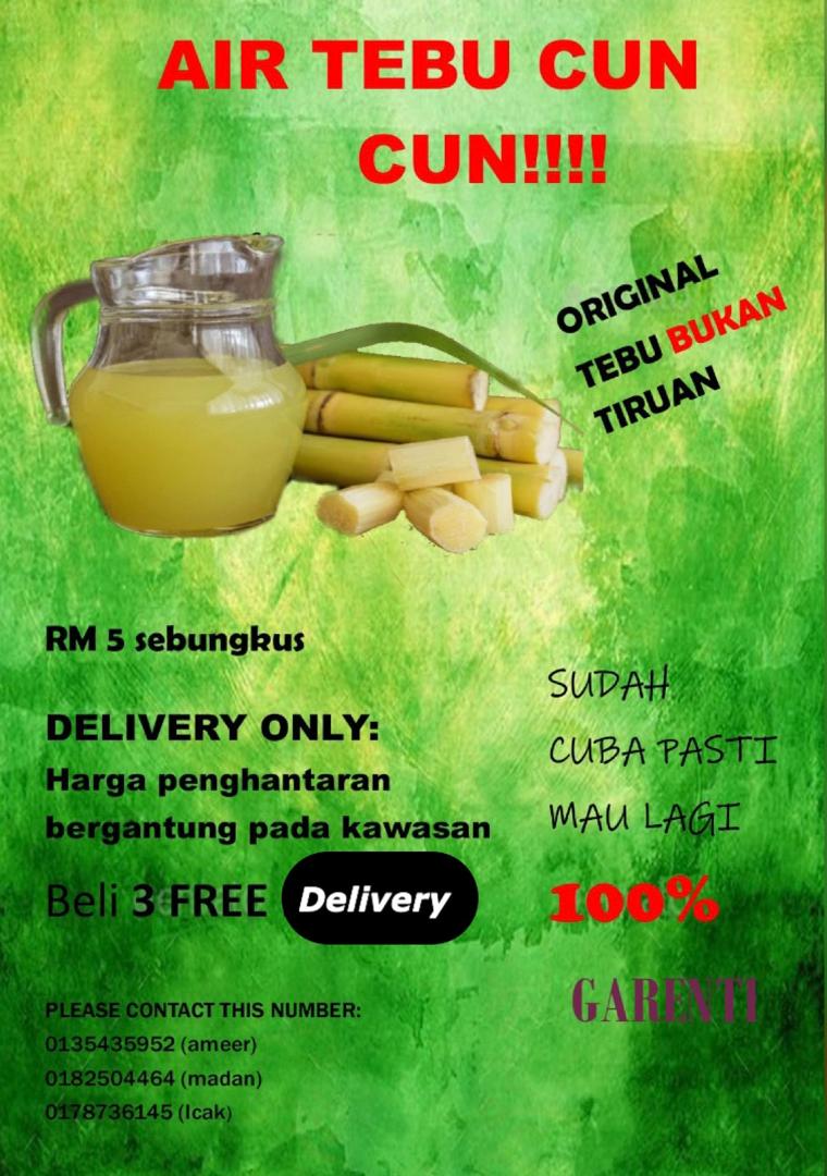 muhammadkazimi1's tweet photo. Assalam sempena bulan ramadhan...kami menjual air tebu cun cun punya...pasti sedap..kalau nak boleh pm saya ataupun boleh contact nombor dekat bawah...delivery pukul 4.00-6.30 pm..order sehari sebelum sehingga pukul 6.30..selamat berbuka.. https://t.co/3pqpPgH8zY
