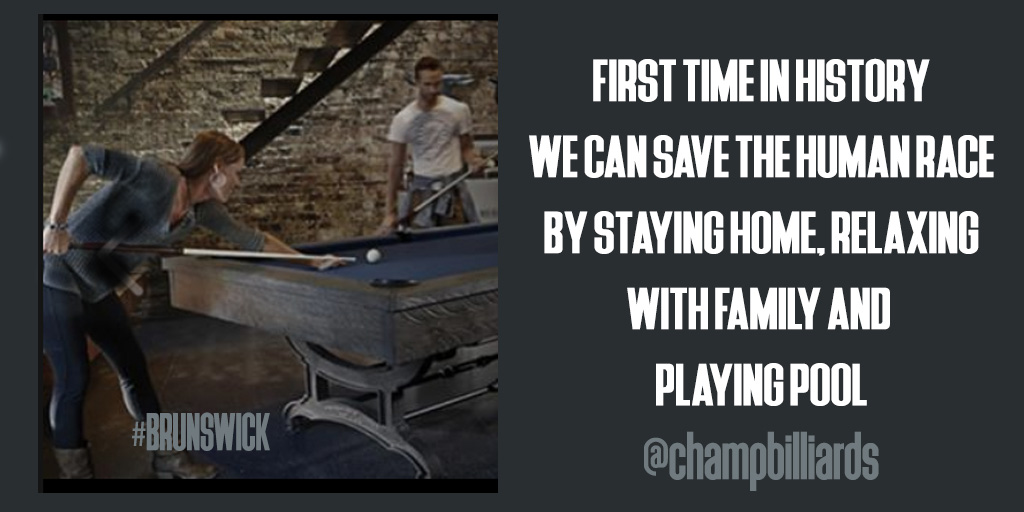 We have a great opportunity to #StayHome and enjoy family. The billiard industry thanks you for your commitment! #Brunswick and #ChampionshipBilliards 
#FridayFun