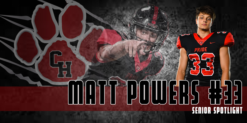 Time to Senior Spotlight #33 Matt Powers! Powers was a force on the field earning 8-5A All District First Team Defense Inside Linebacker and 5A All State Honorable Mention.  #chpantherpride #pantheron