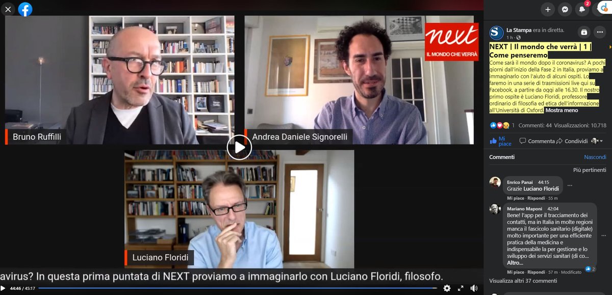 maponi's tweet photo. #NEXT | Il mondo che verrà | 1 | Come penseremo
Come sarà il mondo dopo il #coronavirus?
In videoconferenza: Luciano #Floridi,
Bruno #Ruffilli e Andrea Daniele #Signorelli
su #FacebookLive - La Stampa @LaStampa
https://t.co/b2kLciqImG https://t.co/dr29gYscEy