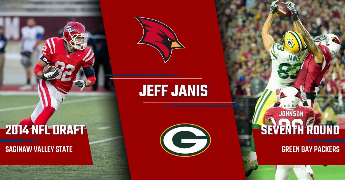 svsuathletics's tweet photo. Here's another NFL Draft Weekend shoutout to @svsu_football All-American Jeff Janis (@jrjanis), who was selected by the Green Bay Packers in the 7th round of the 2014 NFL Draft. #svsufb #EarnIt https://t.co/WPRWGwMI5t