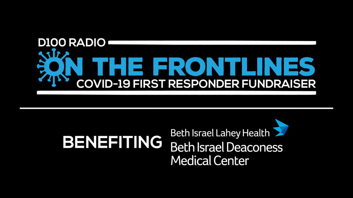 BIDMChealth's tweet photo. A #COVID19 First Responder Fundraiser hosted by @d100 is launching next Wed, 4/29. Join in this 24-hour, interactive segment with song requests and more to support the Healthcare Heroes Fund at BIDMC. Details will be posted on https://t.co/cWHk5KClTr. https://t.co/DyKPn24OUp