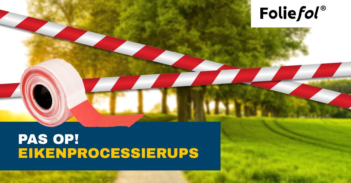 Voel je het al kriebelen? Een deze zachte winter zullen de eikenprocessierups-eitjes eerder uitkomen. Waarschuw voorbijgangers met afzetlint van Foliefol. Voorkomen is immers beter dan genezen.    p1e.nl/_0OG