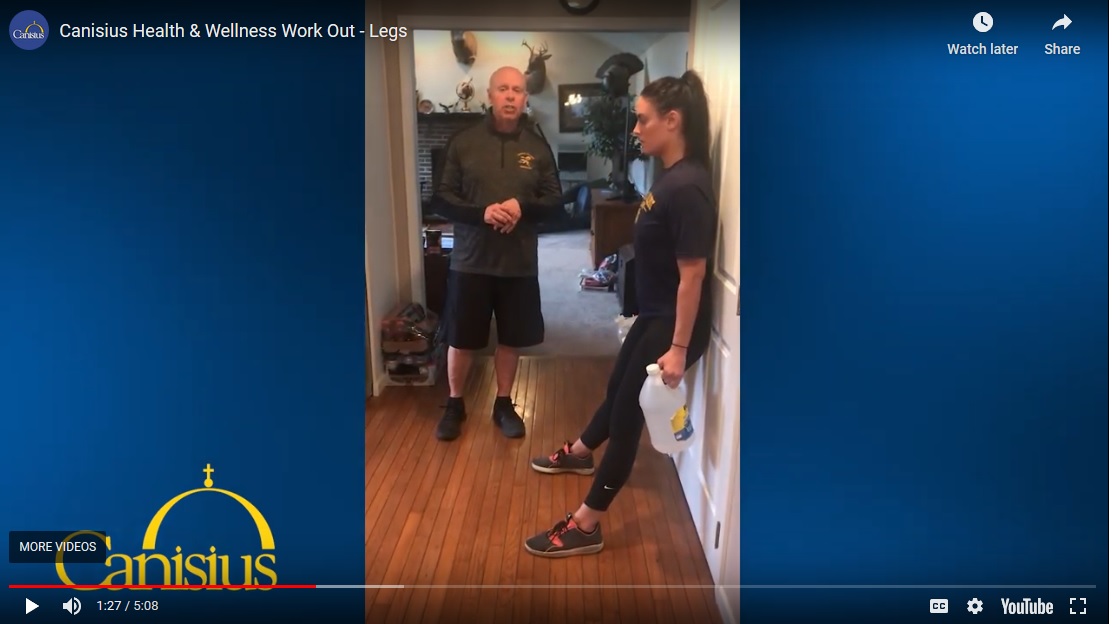 Just because the gym is closed doesn't mean you can't get a workout in.  

Health/Wellness Dir. Chuck Pelitera, EdD, and his daughter, Shannon '17, are sharing a few at-home exercises we can all do to stay fit.  

Today's focus is on legs.

youtu.be/ENGl71Srhfk