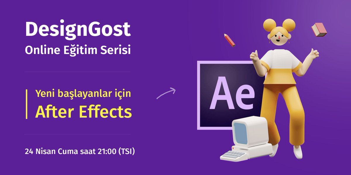 hakan_ertann's tweet photo. DesignGost'un hazırladığı ücretsiz CANLI online After Effects serisinin ilk yayınını saat 21:00'de youtube kanalımızda izleyebilirsiniz. https://t.co/cRcpvMUsOU

Hani o hep "Animasyon öğrenmem gerekiyor" diyen arkadaşına da haber vermeyi unutma. https://t.co/Bgl8yQteDv